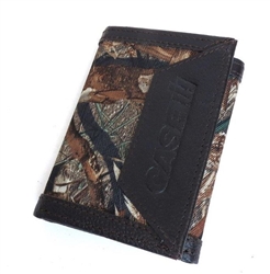 Mossy Oak Camo Trifold BROWN Leather Trimmed Case IH Logo Wallet