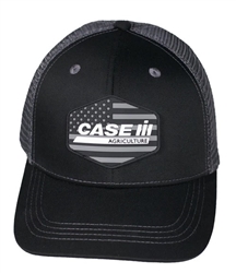 Case IH Black & White Rubber American Flat Patch Trucker Hat