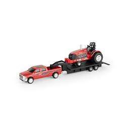 1:64 Case IH Puller Tractor and Pick-up with Trailer - Red Menace