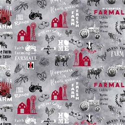 Farmall Farm to Table Allover Gray Fabric